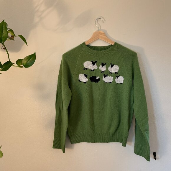 Green Sheep Graphic Sweater - Picture 1 of 4